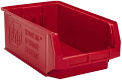 Quantum Storage - 90 Lb. Load Capacity, 19-3/4" Deep, Red Polyethylene Hopper Stacking Bin - 7-7/8" High x 12-3/8" Wide x 19-3/4" Long - Eagle Tool & Supply