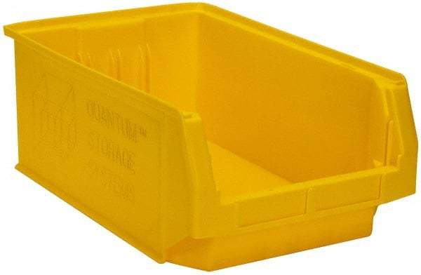 Quantum Storage - 90 Lb. Load Capacity, 19-3/4" Deep, Yellow Polyethylene Hopper Stacking Bin - 7-7/8" High x 12-3/8" Wide x 19-3/4" Long - Eagle Tool & Supply