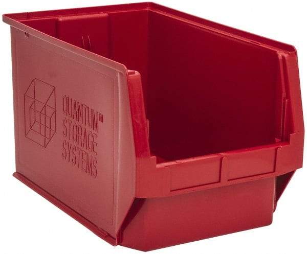 Quantum Storage - 100 Lb. Load Capacity, 19-3/4" Deep, Red Polyethylene Hopper Stacking Bin - 11-7/8" High x 12-3/8" Wide x 19-3/4" Long - Eagle Tool & Supply