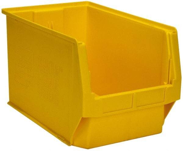 Quantum Storage - 100 Lb. Load Capacity, 19-3/4" Deep, Yellow Polyethylene Hopper Stacking Bin - 11-7/8" High x 12-3/8" Wide x 19-3/4" Long - Eagle Tool & Supply