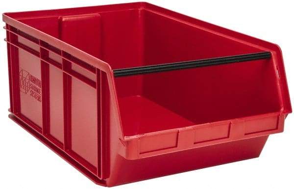 Quantum Storage - 140 Lb. Load Capacity, 29" Deep, Red Polyethylene Hopper Stacking Bin - 11-7/8" High x 18-3/8" Wide x 29" Long - Eagle Tool & Supply