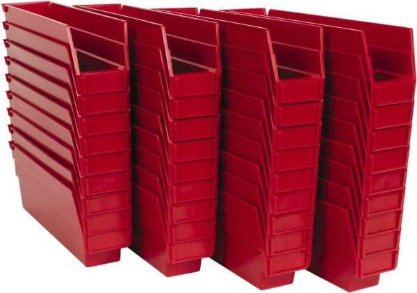 Quantum Storage - 50 Lb. Load Capacity, 11-5/8" Deep, Red Polypropylene Hopper Shelf Bin - 4" High x 2-3/4" Wide x 11-5/8" Long - Eagle Tool & Supply