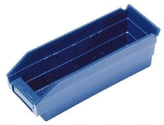 Quantum Storage - 50 Lb. Load Capacity, 17-7/8" Deep, Blue Polypropylene Hopper Shelf Bin - 4" High x 4-1/8" Wide x 17-7/8" Long - Eagle Tool & Supply