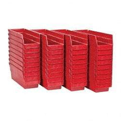 Quantum Storage - 50 Lb. Load Capacity, 11-5/8" Deep, Red Polypropylene Hopper Shelf Bin - 4" High x 4-1/8" Wide x 11-5/8" Long - Eagle Tool & Supply