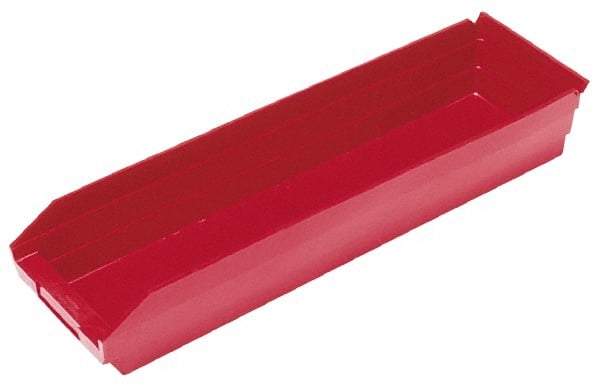 Quantum Storage - 50 Lb. Load Capacity, 23-5/8" Deep, Red Polypropylene Hopper Shelf Bin - 4" High x 6-5/8" Wide x 23-5/8" Long - Eagle Tool & Supply