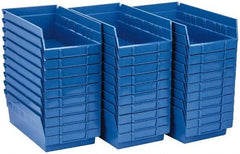 Quantum Storage - 50 Lb. Load Capacity, 11-5/8" Deep, Blue Polypropylene Hopper Shelf Bin - 4" High x 6-5/8" Wide x 11-5/8" Long - Eagle Tool & Supply