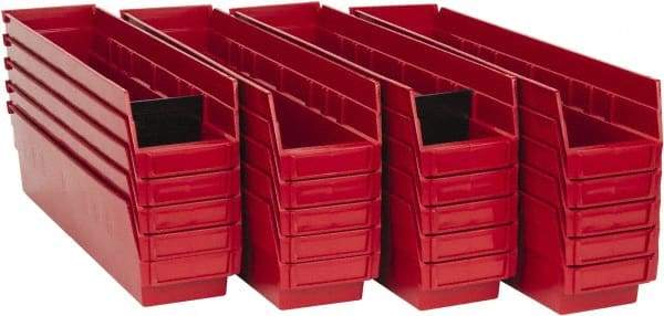 Quantum Storage - 50 Lb. Load Capacity, 17-7/8" Deep, Red Polypropylene Hopper Shelf Bin - 4" High x 4-1/8" Wide x 17-7/8" Long - Eagle Tool & Supply