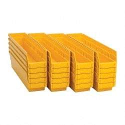 Quantum Storage - 50 Lb. Load Capacity, 17-7/8" Deep, Yellow Polypropylene Hopper Shelf Bin - 4" High x 4-1/8" Wide x 17-7/8" Long - Eagle Tool & Supply
