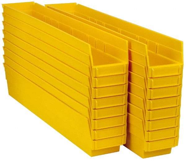 Quantum Storage - 50 Lb. Load Capacity, 23-5/8" Deep, Yellow Polypropylene Hopper Shelf Bin - 4" High x 4-1/8" Wide x 23-5/8" Long - Eagle Tool & Supply