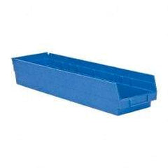 Quantum Storage - 50 Lb. Load Capacity, 23-5/8" Deep, Blue Polypropylene Hopper Shelf Bin - 4" High x 6-5/8" Wide x 23-5/8" Long - Eagle Tool & Supply