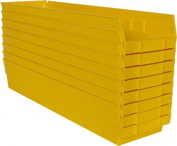 Quantum Storage - 50 Lb. Load Capacity, 23-5/8" Deep, Yellow Polypropylene Hopper Shelf Bin - 4" High x 6-5/8" Wide x 23-5/8" Long - Eagle Tool & Supply