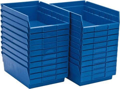 Quantum Storage - 50 Lb. Load Capacity, 11-5/8" Deep, Blue Polypropylene Hopper Shelf Bin - 4" High x 8-3/8" Wide x 11-5/8" Long - Eagle Tool & Supply