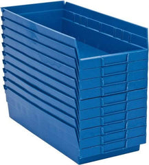 Quantum Storage - 50 Lb. Load Capacity, 17-7/8" Deep, Blue Polypropylene Hopper Shelf Bin - 4" High x 8-3/8" Wide x 17-7/8" Long - Eagle Tool & Supply