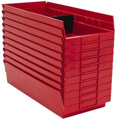 Quantum Storage - 50 Lb. Load Capacity, 17-7/8" Deep, Red Polypropylene Hopper Shelf Bin - 4" High x 8-3/8" Wide x 17-7/8" Long - Eagle Tool & Supply