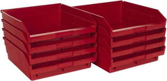 Quantum Storage - 50 Lb. Load Capacity, 11-5/8" Deep, Red Polypropylene Hopper Shelf Bin - 4" High x 11-1/8" Wide x 11-5/8" Long - Eagle Tool & Supply