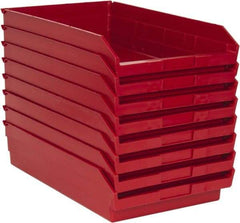 Quantum Storage - 50 Lb. Load Capacity, 17-7/8" Deep, Red Polypropylene Hopper Shelf Bin - 4" High x 11-1/8" Wide x 17-7/8" Long - Eagle Tool & Supply