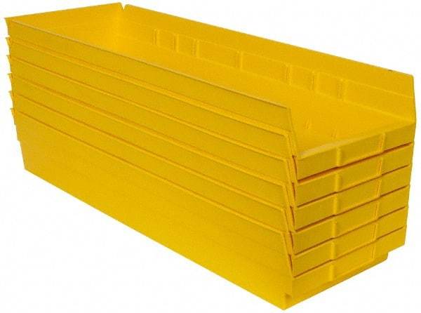 Quantum Storage - 50 Lb. Load Capacity, 23-5/8" Deep, Yellow Polypropylene Hopper Shelf Bin - 4" High x 8-3/8" Wide x 23-5/8" Long - Eagle Tool & Supply