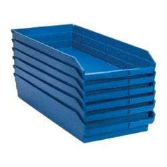 Quantum Storage - 50 Lb. Load Capacity, 23-5/8" Deep, Blue Polypropylene Hopper Shelf Bin - 4" High x 11-1/8" Wide x 23-5/8" Long - Eagle Tool & Supply