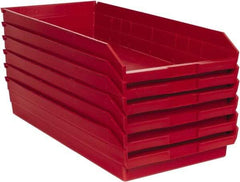 Quantum Storage - 50 Lb. Load Capacity, 23-5/8" Deep, Red Polypropylene Hopper Shelf Bin - 4" High x 11-1/8" Wide x 23-5/8" Long - Eagle Tool & Supply