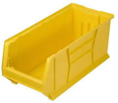 Quantum Storage - 100 Lb. Load Capacity, 23-7/8" Deep, Yellow Polypropylene Hopper Stacking Bin - 9" High x 8-1/4" Wide x 23-7/8" Long - Eagle Tool & Supply