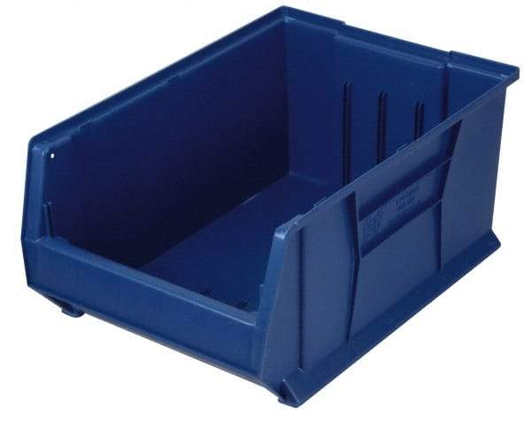 Quantum Storage - 100 Lb. Load Capacity, 23-7/8" Deep, Blue Polypropylene Hopper Stacking Bin - 7" High x 11" Wide x 23-7/8" Long - Eagle Tool & Supply