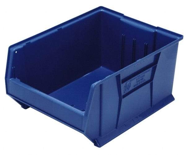 Quantum Storage - 100 Lb. Load Capacity, 23-7/8" Deep, Blue Polypropylene Hopper Stacking Bin - 10" High x 11" Wide x 23-7/8" Long - Eagle Tool & Supply