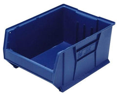 Quantum Storage - 100 Lb. Load Capacity, 23-7/8" Deep, Blue Polypropylene Hopper Stacking Bin - 12" High x 18-1/4" Wide x 23-7/8" Long - Eagle Tool & Supply