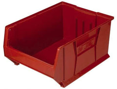 Quantum Storage - 100 Lb. Load Capacity, 23-7/8" Deep, Red Polypropylene Hopper Stacking Bin - 12" High x 18-1/4" Wide x 23-7/8" Long - Eagle Tool & Supply