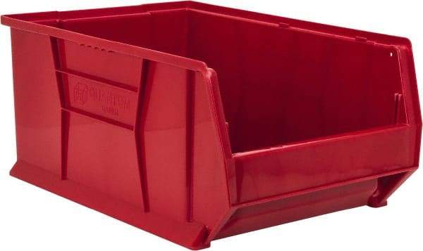 Quantum Storage - 100 Lb. Load Capacity, 23-7/8" Deep, Red Polypropylene Hopper Stacking Bin - 11" High x 16-1/2" Wide x 23-7/8" Long - Eagle Tool & Supply