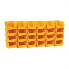 Quantum Storage - 10 Lb. Load Capacity, 5-3/8" Deep, Yellow Polypropylene Hopper Stacking Bin - 3" High x 4-1/8" Wide x 5-3/8" Long - Eagle Tool & Supply