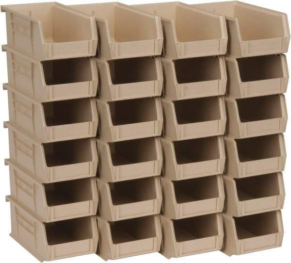 Quantum Storage - 10 Lb. Load Capacity, 7-3/8" Deep, Ivory Polypropylene Hopper Stacking Bin - 3" High x 4-1/8" Wide x 7-3/8" Long - Eagle Tool & Supply