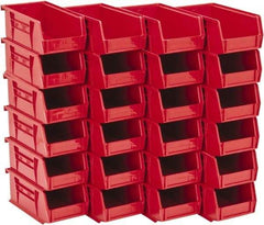 Quantum Storage - 10 Lb. Load Capacity, 7-3/8" Deep, Red Polypropylene Hopper Stacking Bin - 3" High x 4-1/8" Wide x 7-3/8" Long - Eagle Tool & Supply