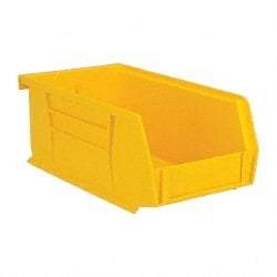 Quantum Storage - 10 Lb. Load Capacity, 7-3/8" Deep, Yellow Polypropylene Hopper Stacking Bin - 3" High x 4-1/8" Wide x 7-3/8" Long - Eagle Tool & Supply