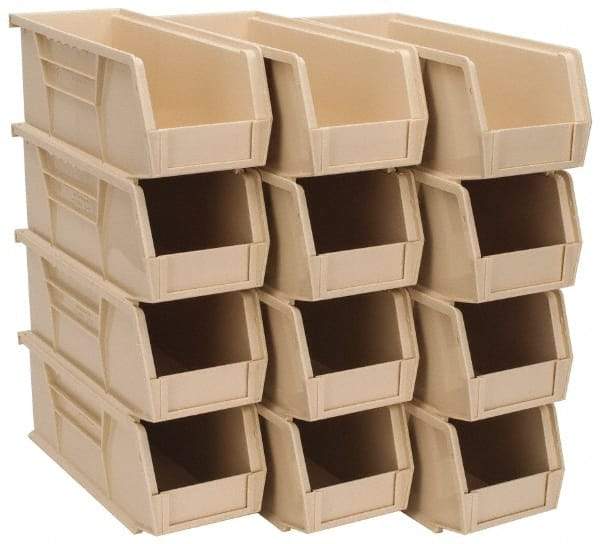 Quantum Storage - 30 Lb. Load Capacity, 10-7/8" Deep, Ivory Polypropylene Hopper Stacking Bin - 4" High x 4-1/8" Wide x 10-7/8" Long - Eagle Tool & Supply