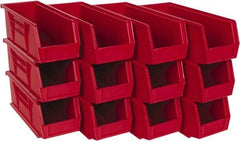 Quantum Storage - 30 Lb. Load Capacity, 10-7/8" Deep, Red Polypropylene Hopper Stacking Bin - 4" High x 4-1/8" Wide x 10-7/8" Long - Eagle Tool & Supply