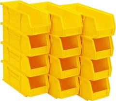 Quantum Storage - 30 Lb. Load Capacity, 10-7/8" Deep, Yellow Polypropylene Hopper Stacking Bin - 4" High x 4-1/8" Wide x 10-7/8" Long - Eagle Tool & Supply