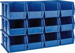 Quantum Storage - 30 Lb. Load Capacity, 10-7/8" Deep, Blue Polypropylene Hopper Stacking Bin - 5" High x 5-1/2" Wide x 10-7/8" Long - Eagle Tool & Supply