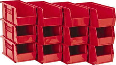 Quantum Storage - 30 Lb. Load Capacity, 10-7/8" Deep, Red Polypropylene Hopper Stacking Bin - 5" High x 5-1/2" Wide x 10-7/8" Long - Eagle Tool & Supply