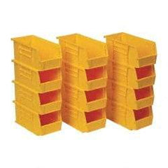 Quantum Storage - 30 Lb. Load Capacity, 10-7/8" Deep, Yellow Polypropylene Hopper Stacking Bin - 5" High x 5-1/2" Wide x 10-7/8" Long - Eagle Tool & Supply