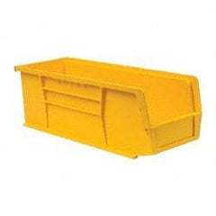 Quantum Storage - 50 Lb. Load Capacity, 14-3/4" Deep, Yellow Polypropylene Hopper Stacking Bin - 5" High x 5-1/2" Wide x 14-3/4" Long - Eagle Tool & Supply