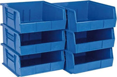 Quantum Storage - 50 Lb. Load Capacity, 10-7/8" Deep, Blue Polypropylene Hopper Stacking Bin - 5" High x 11" Wide x 10-7/8" Long - Eagle Tool & Supply