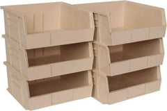 Quantum Storage - 50 Lb. Load Capacity, 10-7/8" Deep, Ivory Polypropylene Hopper Stacking Bin - 5" High x 11" Wide x 10-7/8" Long - Eagle Tool & Supply