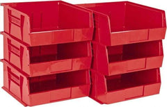 Quantum Storage - 50 Lb. Load Capacity, 10-7/8" Deep, Red Polypropylene Hopper Stacking Bin - 5" High x 11" Wide x 10-7/8" Long - Eagle Tool & Supply