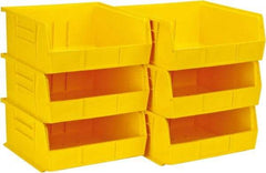 Quantum Storage - 50 Lb. Load Capacity, 10-7/8" Deep, Yellow Polypropylene Hopper Stacking Bin - 5" High x 11" Wide x 10-7/8" Long - Eagle Tool & Supply