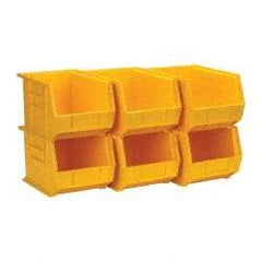 Quantum Storage - 50 Lb. Load Capacity, 10-3/4" Deep, Yellow Polypropylene Hopper Stacking Bin - 7" High x 8-1/4" Wide x 10-3/4" Long - Eagle Tool & Supply