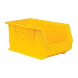 Quantum Storage - 60 Lb. Load Capacity, 14-3/4" Deep, Yellow Polypropylene Hopper Stacking Bin - 7" High x 8-1/4" Wide x 14-3/4" Long - Eagle Tool & Supply