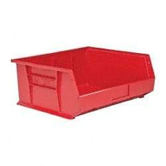 Quantum Storage - 75 Lb. Load Capacity, 14-3/4" Deep, Red Polypropylene Hopper Stacking Bin - 7" High x 16-1/2" Wide x 14-3/4" Long - Eagle Tool & Supply