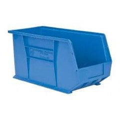 Quantum Storage - 60 Lb. Load Capacity, 18" Deep, Blue Polypropylene Hopper Stacking Bin - 9" High x 8-1/4" Wide x 18" Long - Eagle Tool & Supply