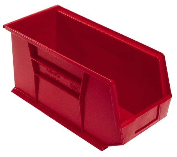 Quantum Storage - 60 Lb. Load Capacity, 18" Deep, Red Polypropylene Hopper Stacking Bin - 9" High x 8-1/4" Wide x 18" Long - Eagle Tool & Supply