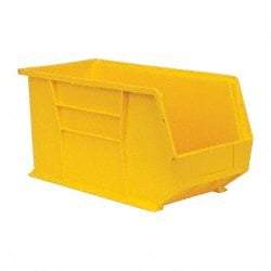 Quantum Storage - 60 Lb. Load Capacity, 18" Deep, Yellow Polypropylene Hopper Stacking Bin - 9" High x 8-1/4" Wide x 18" Long - Eagle Tool & Supply